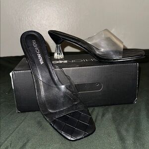 Fashion Nova Black Quilted Slip-On Shoes